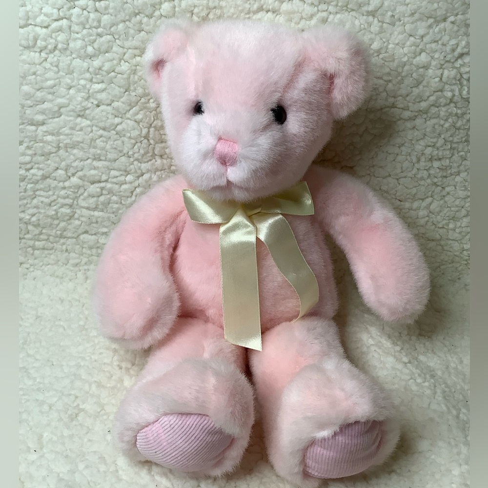 Sugarplum Pink Plush Teddy Bear with Rattle Inside Stuffed Animal Toy